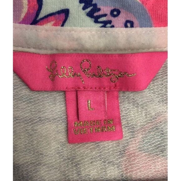 Lilly Pulitzer Skipper Ruffle Popover Multicolor Paisley Pullover Sz L Athletic - Picture 5 of 6